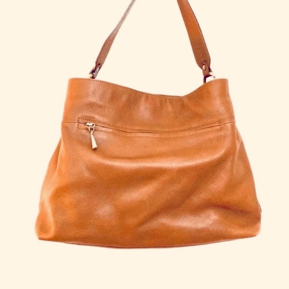 PLINIO VISONA Leather Shoulder Bag, Cognac - Picture 9 of 9